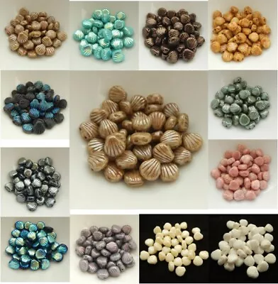 Shelly™ Shells (20 Beads) - Choose Color - 8mm 2-hole Czech Glass • $2.29