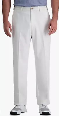 Haggar Men's Cool 18 Pro Classic Fit Flat Front Pant - Regular 44W X 29L White • $29.95