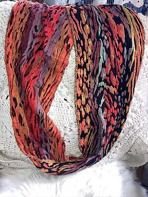 Infinity Scarf Boho Artsy Wide Abstract Print Viscose Lycra Chelsey II India • $16.99