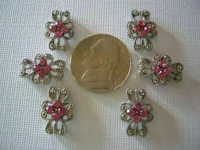 2 Hole Slider Beads Curls Pink Crystal  #6 • $5.75