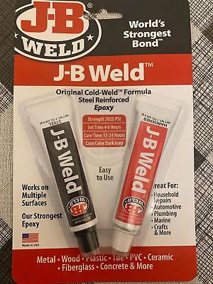 JB Weld Original Cold-Weld 2 Part Steel Reinforced Epoxy Glue Bond Metal Plastic • £6.35