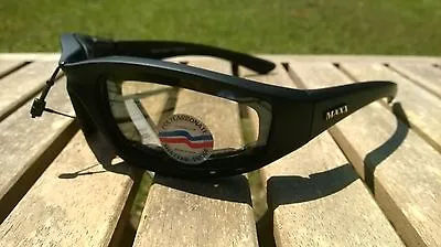Maxx Motorcycle Sunglasses Black Clear Lens Foam Padding ATV Glasses Goggles A1 • $19.85