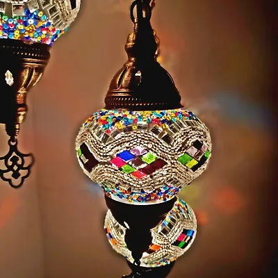 £150 • Buy Authentic Turkish Moroccan Glass Mosaic Hanging Lamp Ceiling Light Chandeliers