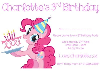 Personalised Photo Paper Card Party Invites Invitations MY LITTLE PONY #3 • £3.49