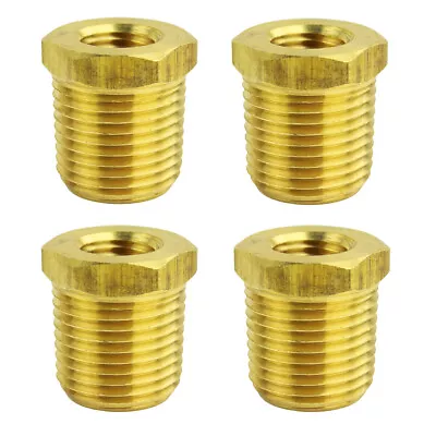 Four 1/2  MNPT X 1/4  FNPT Solid Brass Bushings Reducer Fitting Reducing Adapter • $14.95