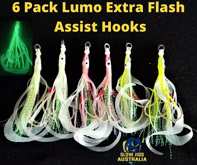 6 Sets Assist Hooks Xtra Flash 5/0 Inchiki Slider Slow Pitch Jigs Octopus Skirts • $21.50