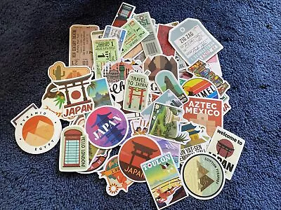 Various Travel And Ticket Stickers Countries Cities - Japan Mexico London Egypt • £2