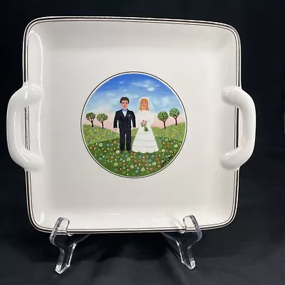 Villeroy & Boch Naif Wedding Porcelain Square Handled Cake Plate Luxembourg 9  • $45