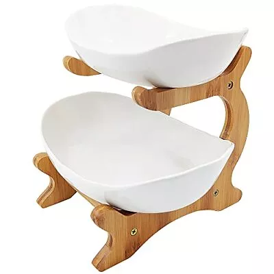 2 Tier Fruit Basket For Kitchen Ceramic Serving Bowls Fruteros Para Cocina Large • $61.46