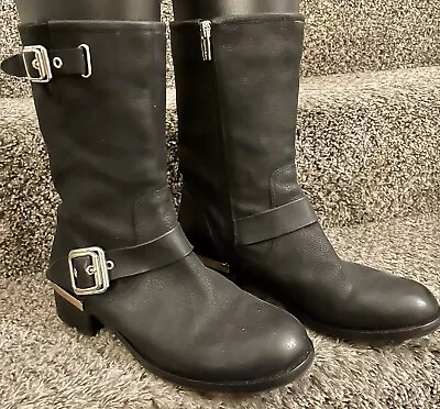 VINCE CAMUTO Winchell Black Leather Moto Biker Boots Sz9 • $55