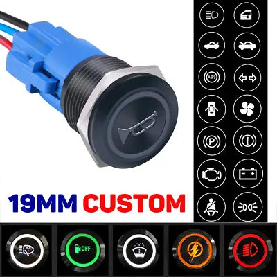 19mm Metal Push Button LED Switch Momentary Latching Black For Car RV Truck Boat • $15.99