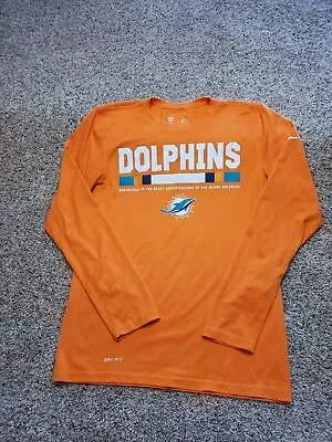 Miami Dolphins T Shirt Small Mens Orange Nike Dri-Fit NFL Training Long Sleeve  • $20