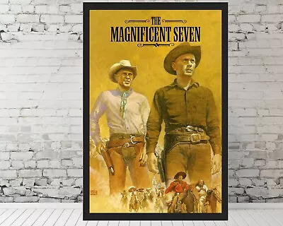 The Magnificent Seven Movie Poster Steve McQueen Retro Movie 11x17  FRAMED • $33.90