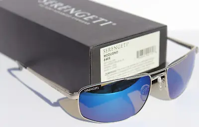 SERENGETI Modugno POLARIZED Sunglasses Satin Silver/555nm Blue NEW 8409 Japan • $174.95