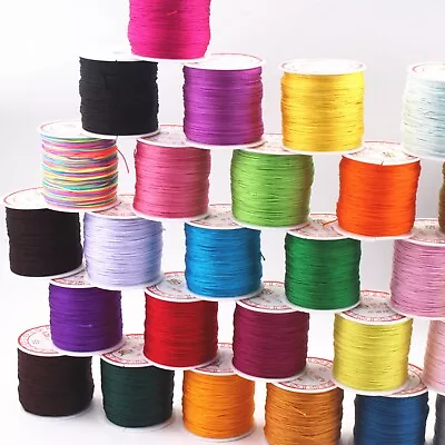 110 Yards Nylon String Chinese Knotting Thread 0.8mm Braid Rattail Cord Rope  • £4.31