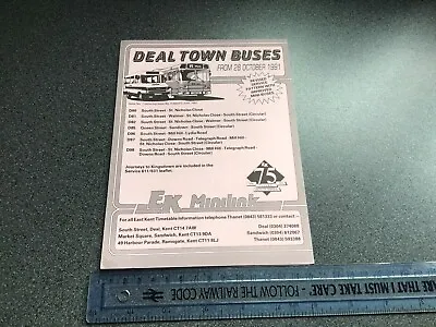 East Kent NBC National Bus Company Deal Town Services Bus Timetable October 1991 • £5
