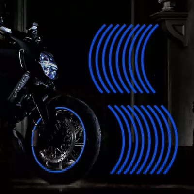  16x Car Motorbike Reflective Blue Rim Wheel Tape Stickers Decal 17''-19'' Strip • $6.91