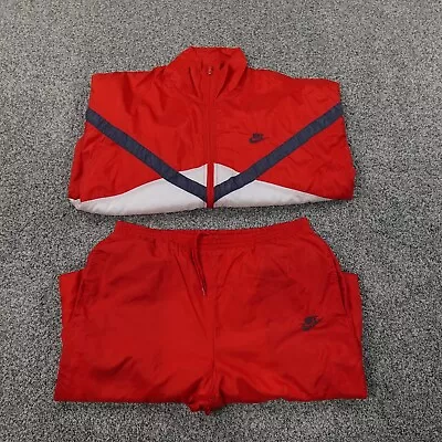 VINTAGE Nike Tracksuit Mens Medium Red WarmUp Basketball Track Jogger Jacket Set • $129.99