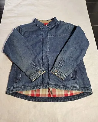 Vintage Women’s Woolrich Denim Jean Jacket With Fleece/Plaid  Sz XL Barn Coat  • $23