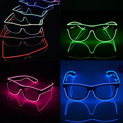 EL Wire Neon LED Light Sunglasses Eyewear Shade Nightclub Halloween Clear Led • £5.39