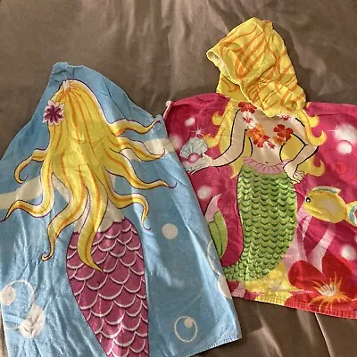 Lot Of Mermaid Towels Hooded Wrap Poncho Style Girls Toddler • $11.88
