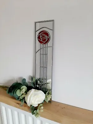 10x40cm Mackintosh Rose Design 5  Stained Glass Effect Mirror Handmade Gift • £32