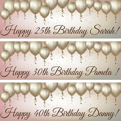 £3.99 • Buy 2 Personalised Birthday Balloon Gold Wedding Engagement Banner Party Decoration