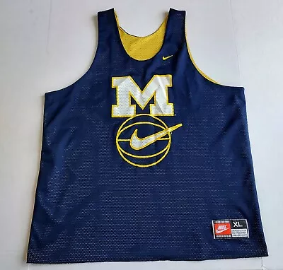 Vtg Michigan Wolverines Basketball Practice Jersey Mens XL Reversible Blue • $34.98