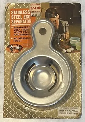 Vintage Egg Separator NOS Action Original Package Stainless Steel Yolk No Mess • $26.97