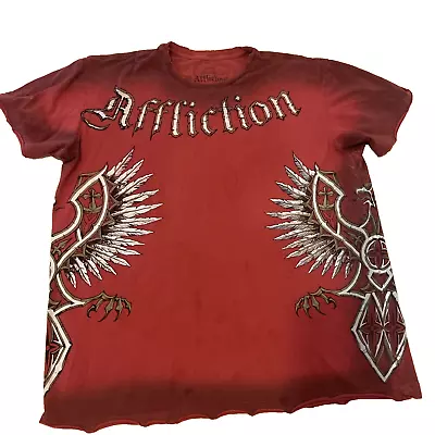 Affliction Signature Series Brandon Vera Red Black  Graphic Tshirt Mens Size L • $19.99