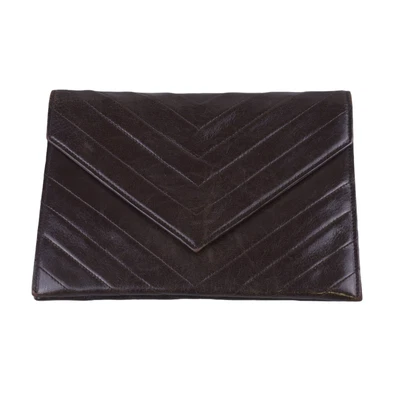 $300 • Buy YSL Yves Saint Laurent Leather Clutch Bag Brown