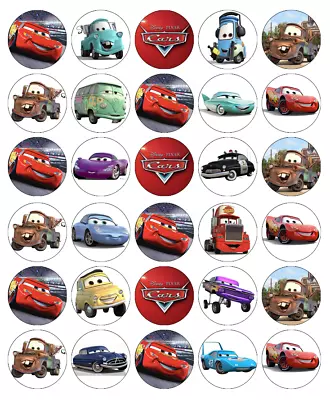 30x Disney Cars Lightning Mcqueen Cupcake Toppers Edible Wafer Fairy Cake Topper • £2.59