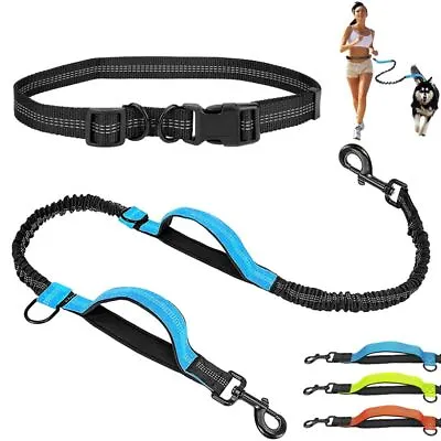 Dog Pet Leash Lead Waist Belt Adjustable Hands Free For Jogging Walking Running • £11.99