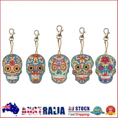 $12.38 • Buy AU 5pcs DIY Full Drill Special Shaped Diamond Painting Skull Bag Key Chains Gift
