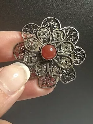 Made In Palestine Sterling Flower Brooch  • $28
