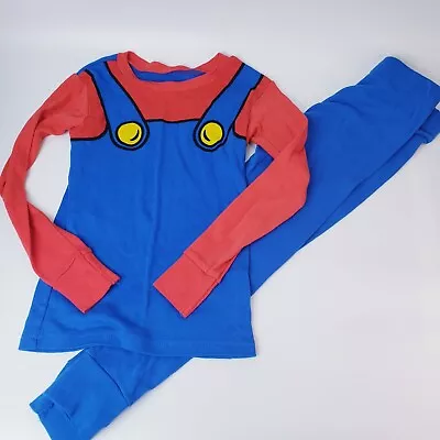 Kids Super Mario~ MARIO 2pc Pajama Costume Long Sleeve Top Size 6 • $12.99