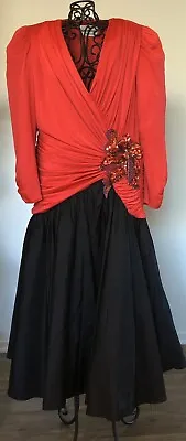 Nancy Bracoloni-Vintage 80s Red & Black Prom/Party Dress/Costume Size 8? EUC • $58