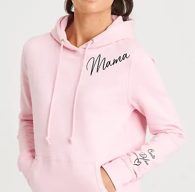 Mama Personalised Hoodie Mum Hoodie With Names Mummy Kids Name On Sleeve • £21.99