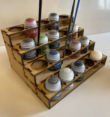 20 Paint & 16 Brush Storage Rack.  Desk Tidy. Warhammer 40k Citadel FOW. • £11.99