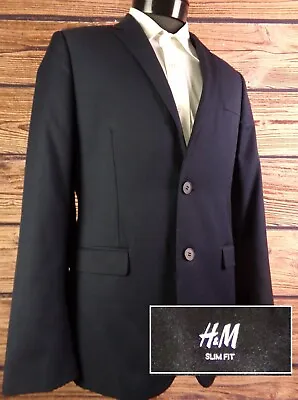 H&M Blazer Mens Size 38R Slim Fit Jacket Two Button Navy Good • $29.95