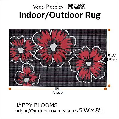 Vera Bradley By Classic Accessories Indoor/Outdoor Rug Happy Blooms 5'W X 8'L • $67.57
