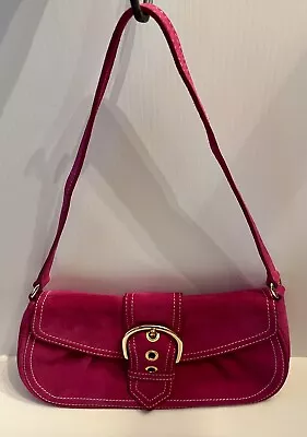 Via Spiga Fuchsia - Magenta - Bright Pink Suede Shoulder Bag Purse • $23.99