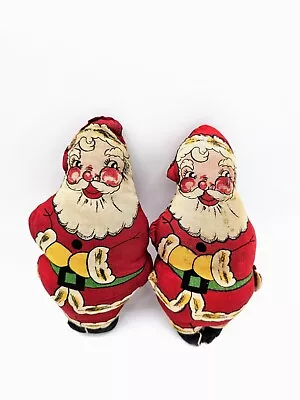 Vintage Stuffed Santa Claus Pair Stuffed Fabric Christmas Decorations • $36