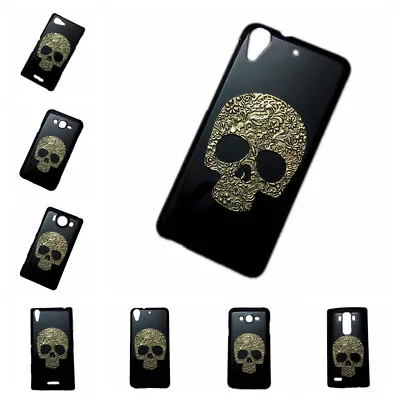 For Various Phones 3D Retro Metal Bronze Skull Black Back Hard Case Cover • $9.31