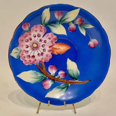 Hand Painted Floral Cobalt Blue Porcelain Plate Made In Occupied Japan 5.5” • $17.50