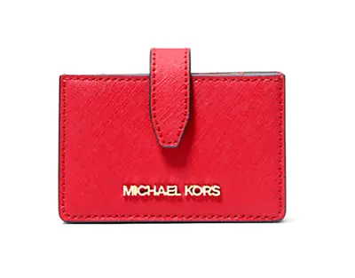 Michael Kors Jet Set Travel Medium Saffiano Leather Red Accordion Card Case -NWT • $68.22