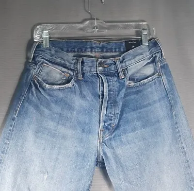 Vince High Waisted Cropped Blue Jeans Distressed Raw Hem Button Fly Size 28 • $20.90