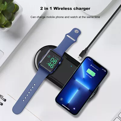 2IN1 20W Wireless Charger Pad Fast Charging Mat For Apple Watch IPhone 14 13 Pro • $16.91