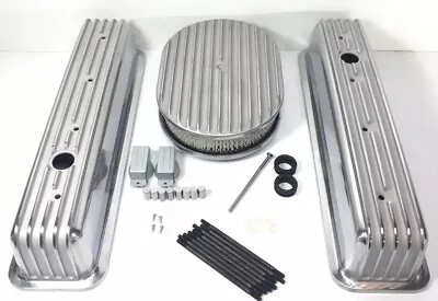 Finned Aluminum Valve Covers For Small Block Chevy W/ 12'' Air Cleaner • $149.99