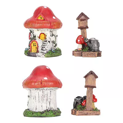 Fairy Garden House 2pcs Mushroom Garden Statues Waterproof For Flower • £9.82